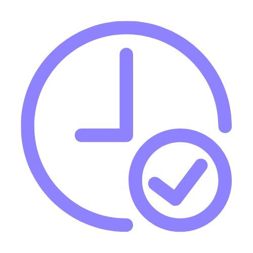 Icon of Clock with checkmark in it