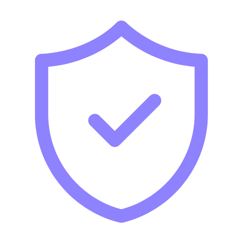Icon of Purple shield with check mark in the middle