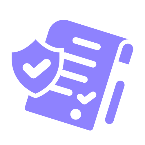 Paper and Pen Logo with Check mark in shield on it